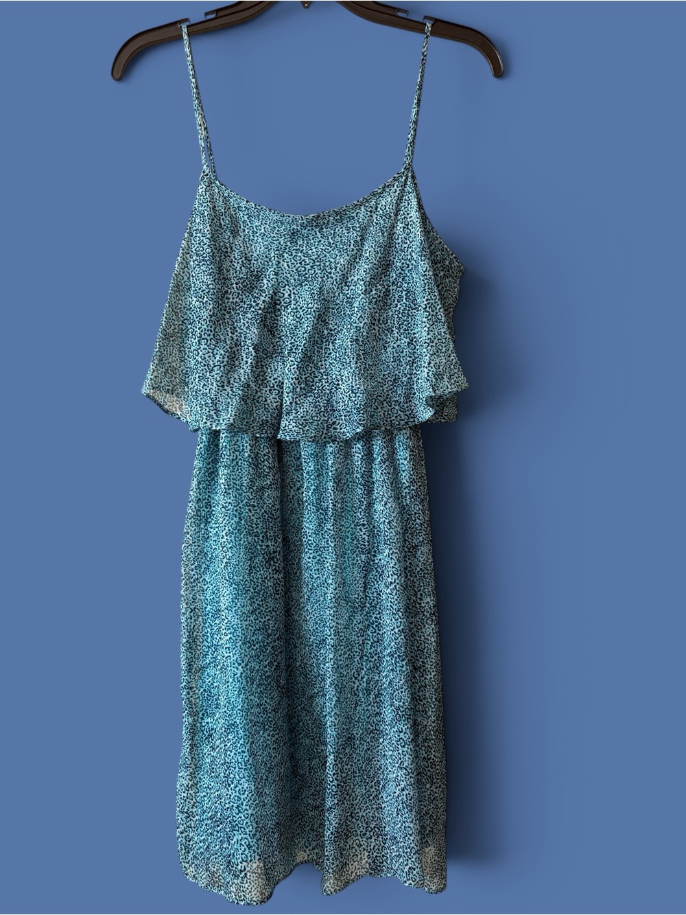 Shelby & Palmer Aqua Turquoise Cami Top with Leopard Trim